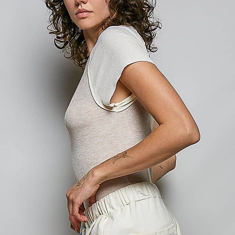 [POL CLOTHING Round Neck Raglan Sleeve Contrast Solid Fitted Rib Top], [CLOTHING], [Pol Clothing], [Plum Bottom].