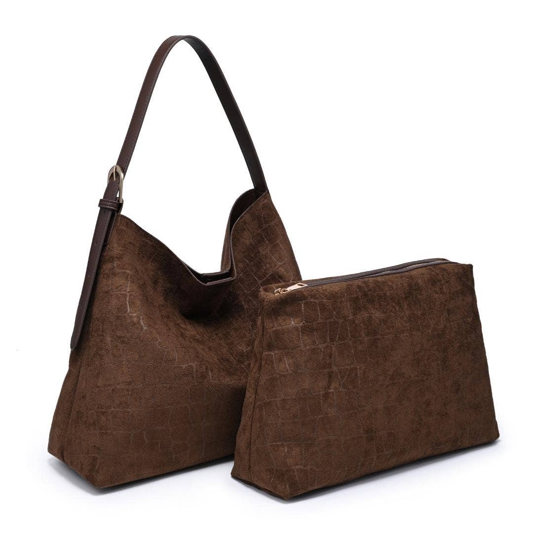 [Moda Luxe - Neve Croco Tote: Chocolate], [Handbags], [Moda Luxe], [Plum Bottom].