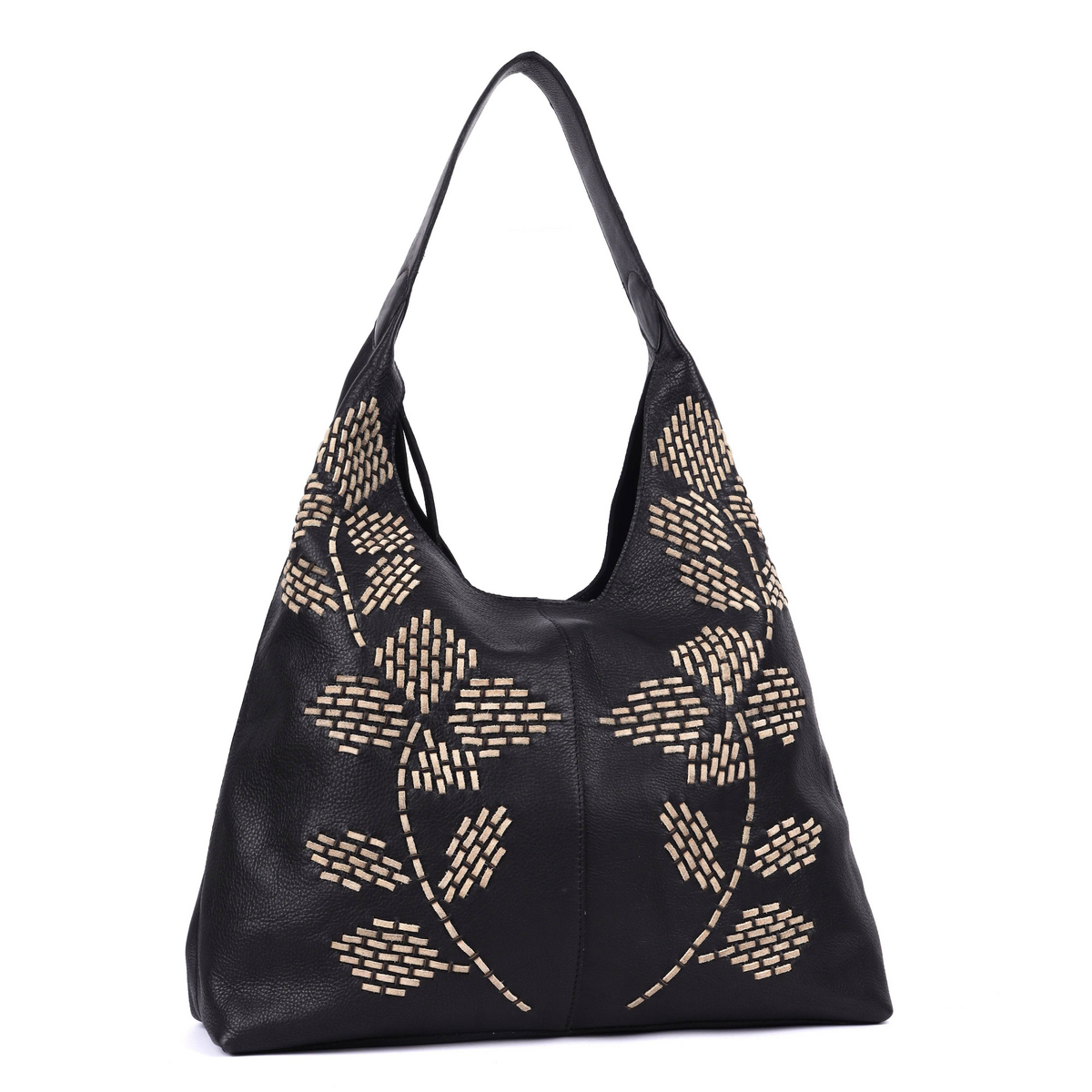 [Latico Leathers - Raven Dip-Dyed Leather Shoulder Bag: Black], [Handbags], [Latico Leathers], [Plum Bottom].