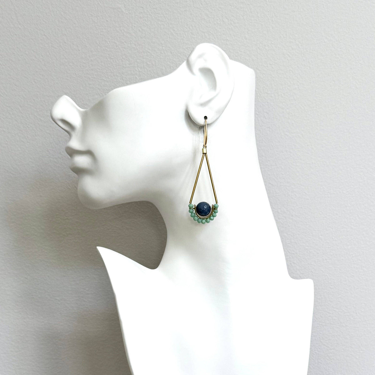 [David Aubrey Jewelry - NDNE18 Navy blue and mint earrings], [Earrings], [David Aubrey Jewelry], [Plum Bottom].