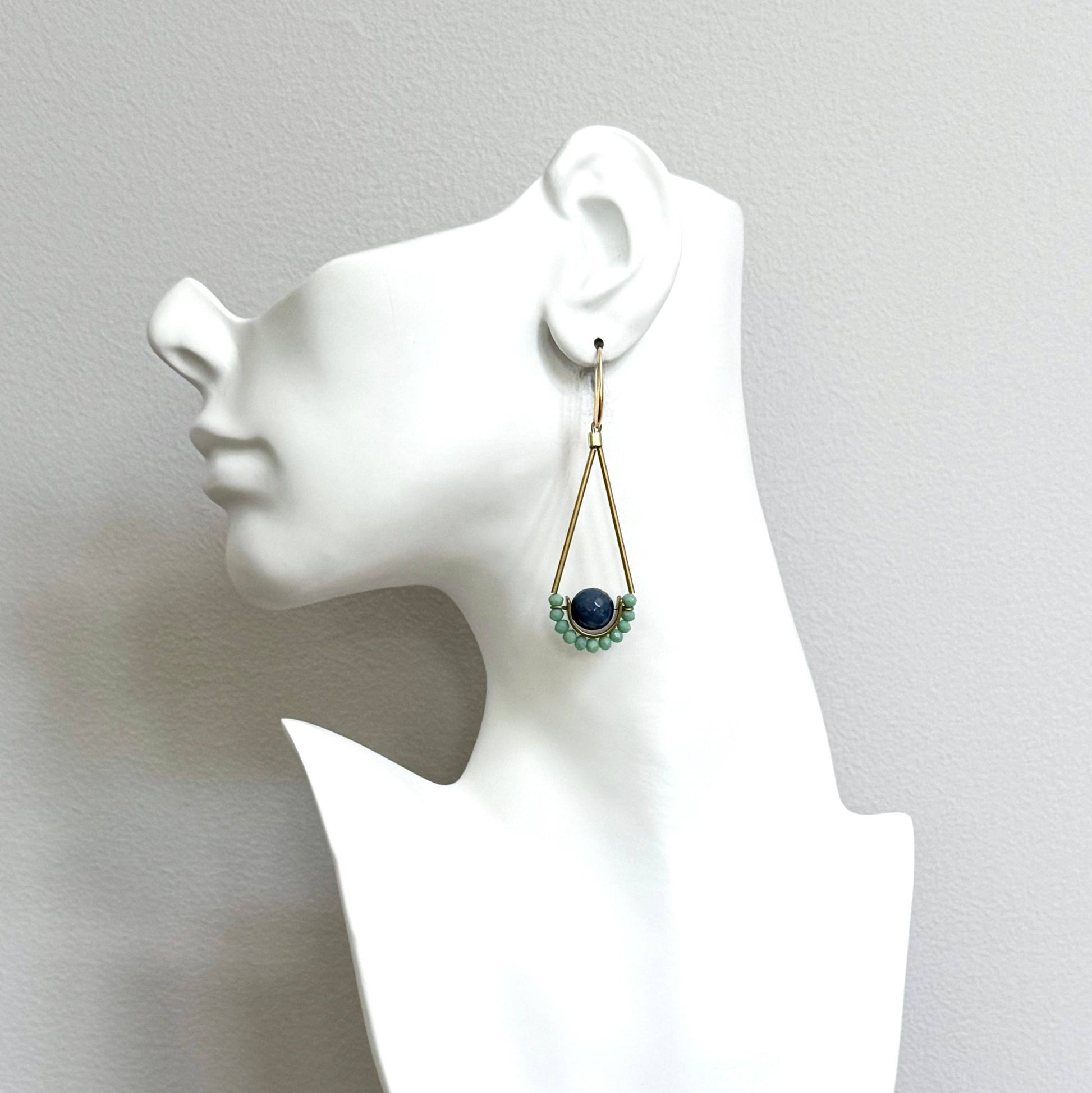 [David Aubrey Jewelry - NDNE18 Navy blue and mint earrings], [Earrings], [David Aubrey Jewelry], [Plum Bottom].