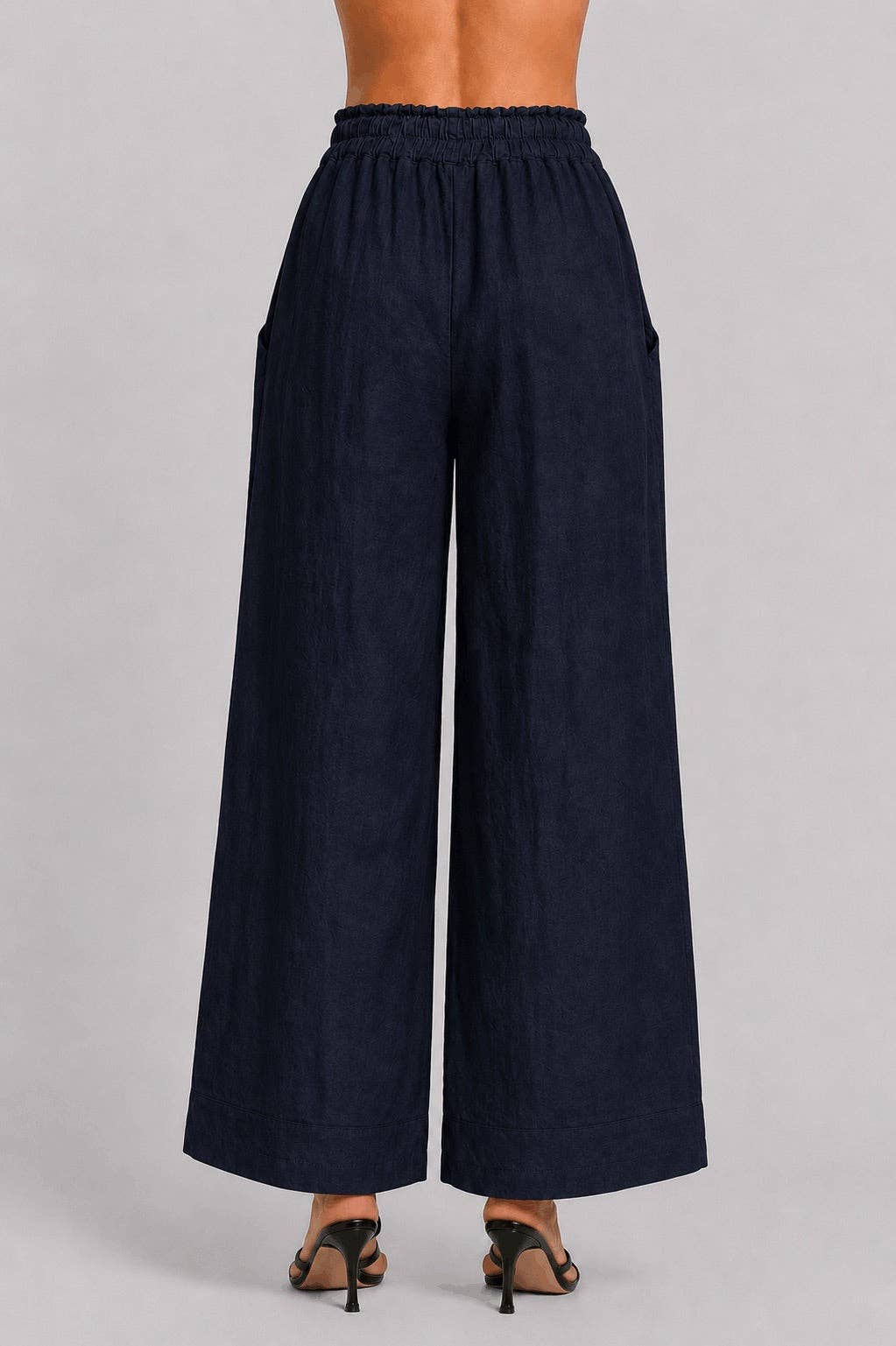 [TINA Stephens Italy/Tees By Tina - Lola Easy Linen Pant (PL916): 409 Navy / One size], [Pants], [TINA Stephens Italy/Tees By Tina], [Plum Bottom].
