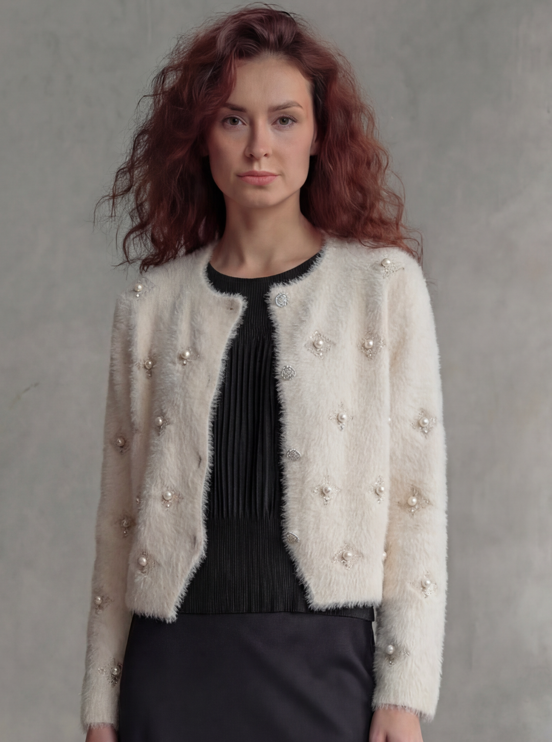 [Ellyndale - Fluffy Diamonds&Pearls Bolero - Oatmeal: Oatmeal / O/S], [Jacket], [Ellyndale], [Plum Bottom].