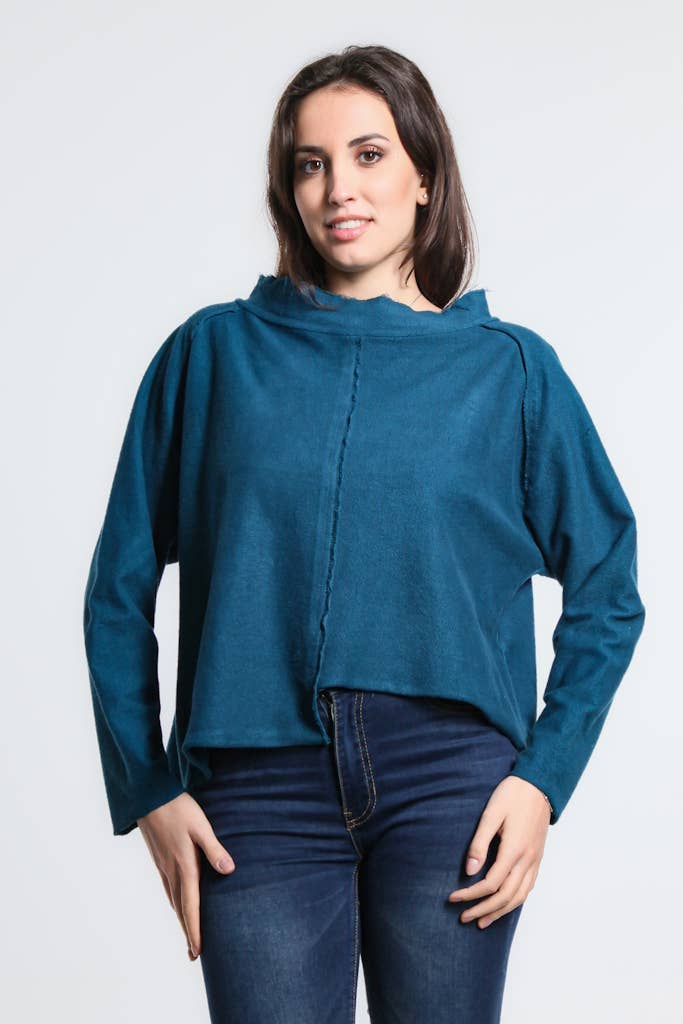 [TINA Stephens Italy/Tees By Tina - Whitney French Terry Seam Top (BLS144): 323 Teal], [Tops], [TINA Stephens Italy/Tees By Tina], [Plum Bottom].