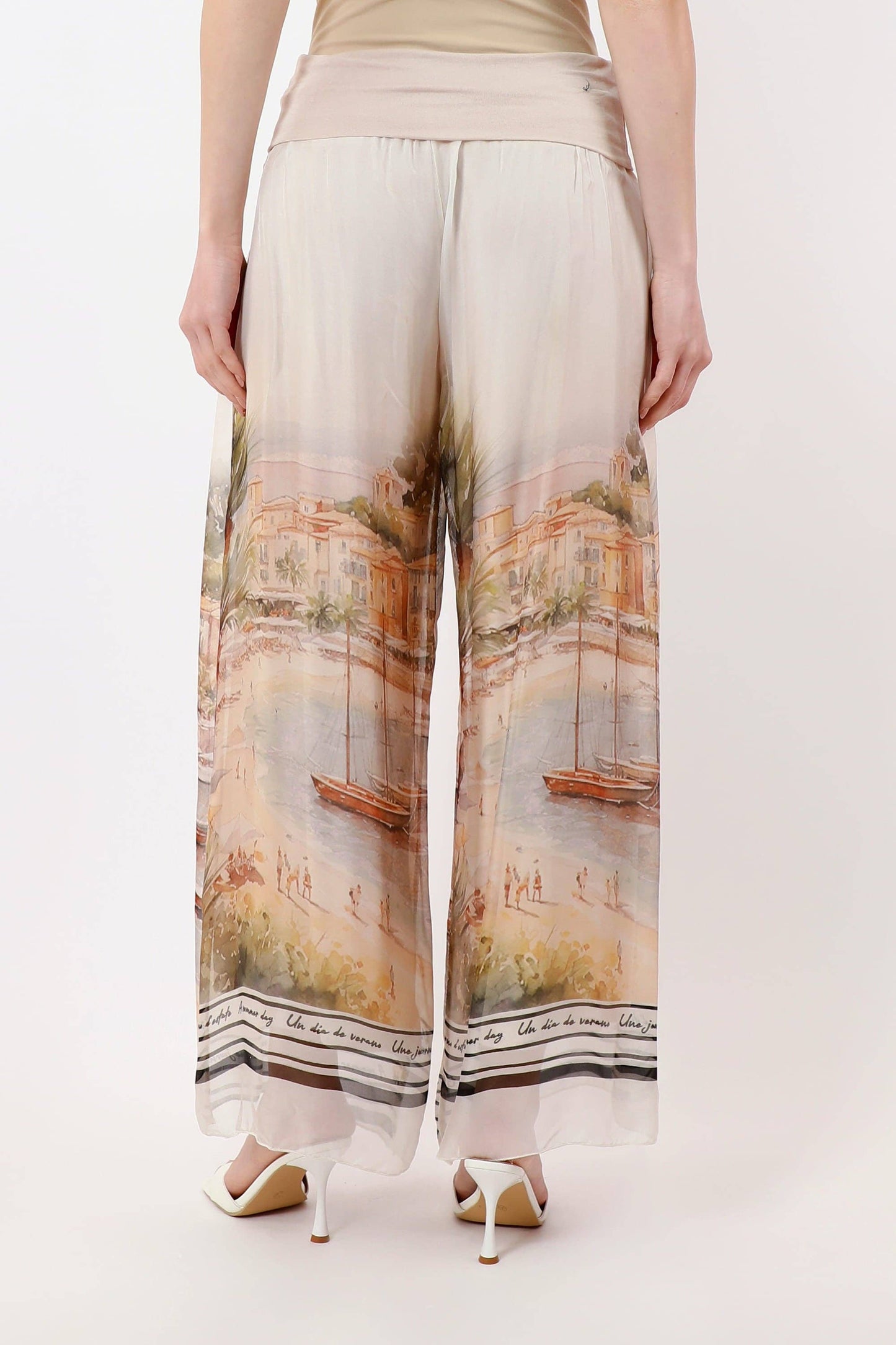 [TINA Stephens Italy/Tees By Tina - Riva Positano Wide Leg Silk Pant (PL225P): 250 Beige / One Size], [CLOTHING], [TINA Stephens Italy/Tees By Tina], [Plum Bottom].