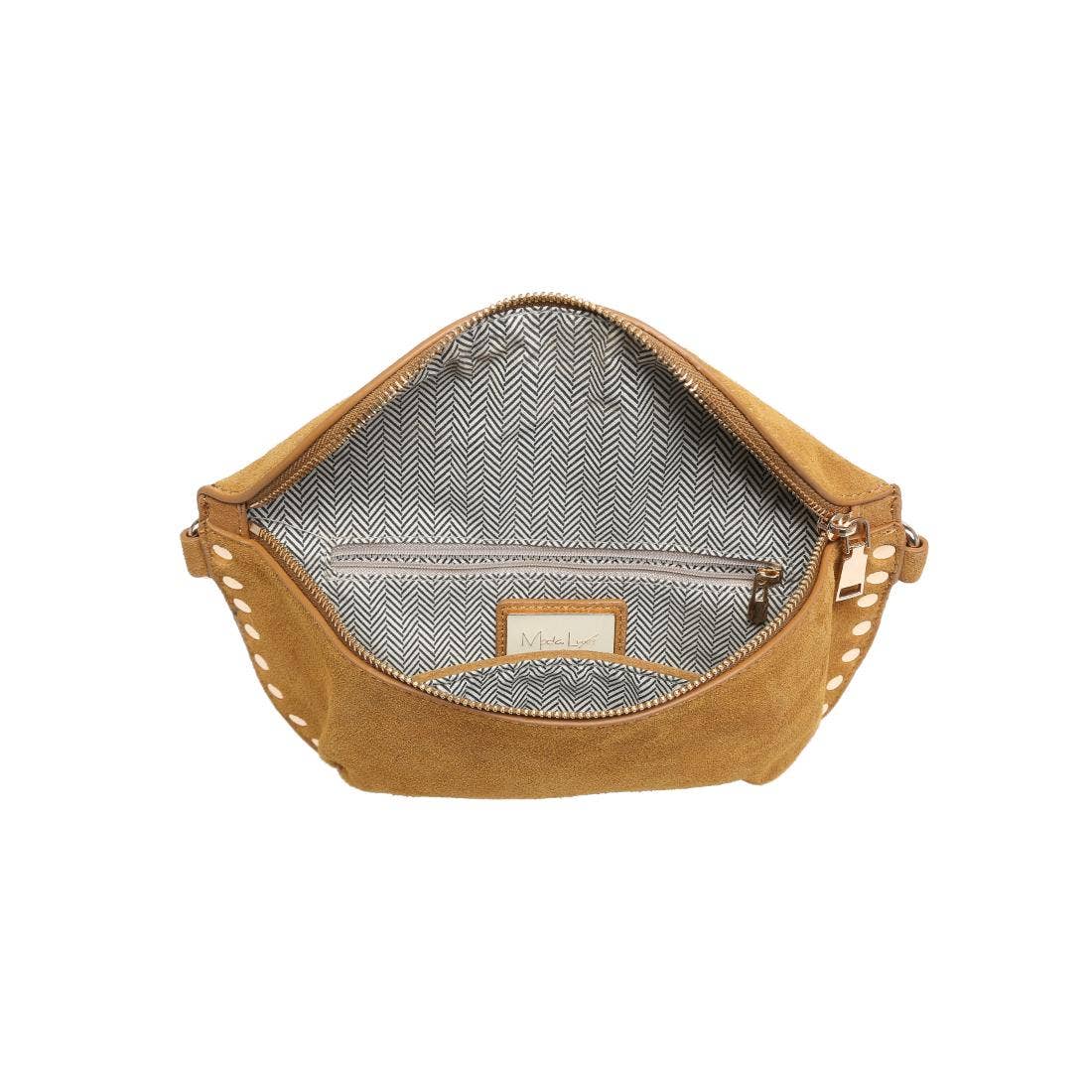 [Moda Luxe - Gizelle-Suede Belt Bag: Custard], [Handbag], [Moda Luxe], [Plum Bottom].