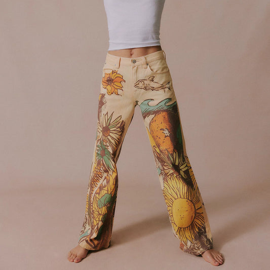 FREE PEOPLE Beach Scene Jean