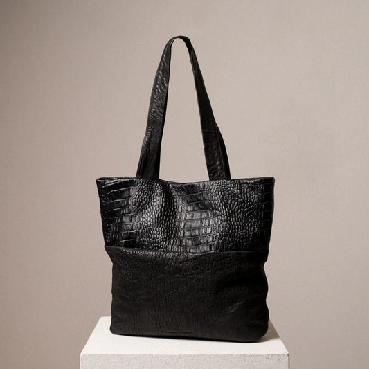 DANIELLA LEHAVI - Austin Tote Bag - Black Crocco