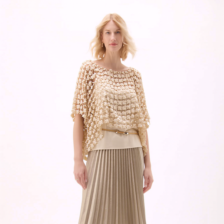[Ellyndale - Lace Poncho   (Champagne): Champagne / L/XL], [CLOTHING], [Ellyndale], [Plum Bottom].