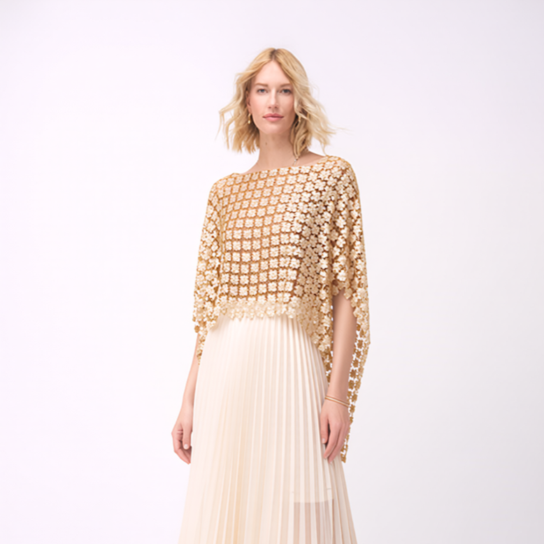[Ellyndale - Lace Poncho   (Champagne): Champagne / L/XL], [CLOTHING], [Ellyndale], [Plum Bottom].