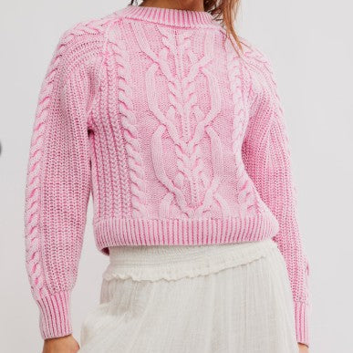 Free People - FRANKIE CABLE KNIT - Aurora Pink