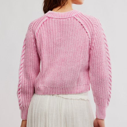 Free People - FRANKIE CABLE KNIT - Aurora Pink