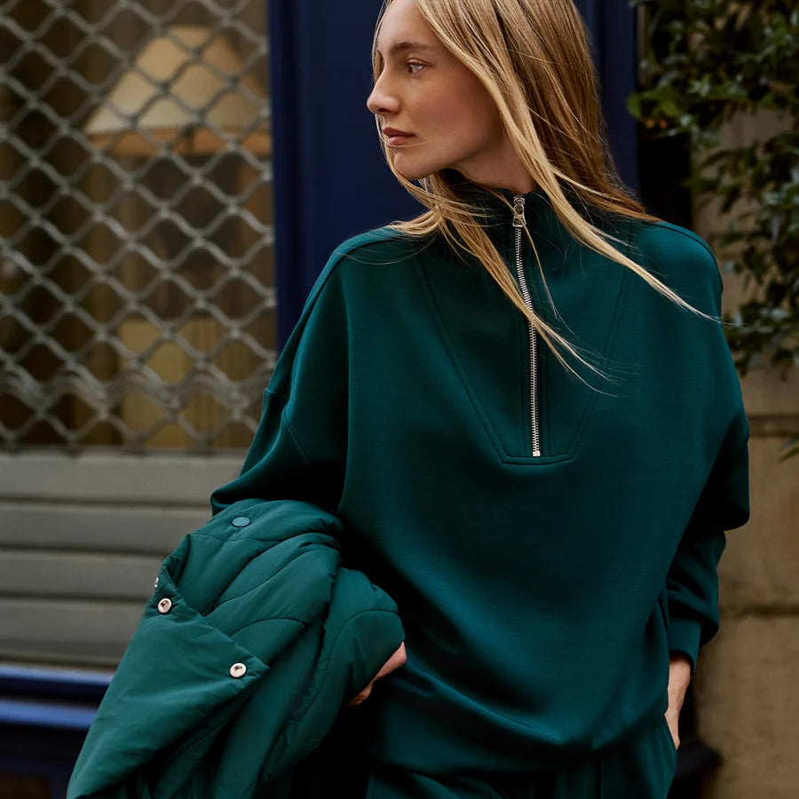 [VARLEY Hawley Half Zip Sweatshirt Ponderosa Pine], [CLOTHING], [VARLEY], [Plum Bottom].