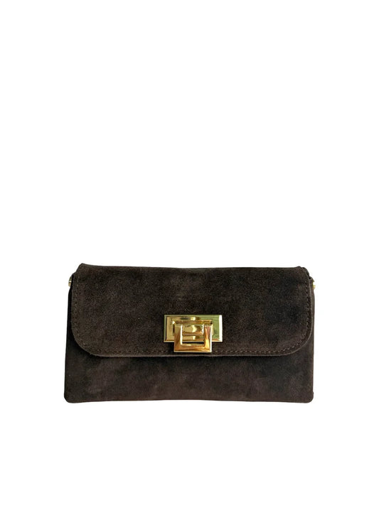 LE FEME CHATEAU Suede Clutch - Chocolate