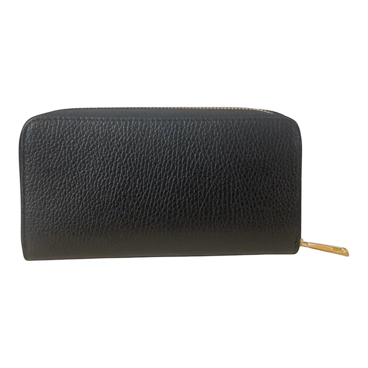 Plum Bottom LE FEME CHATEAU medium black Italian leather wallet with a gold zipper closure