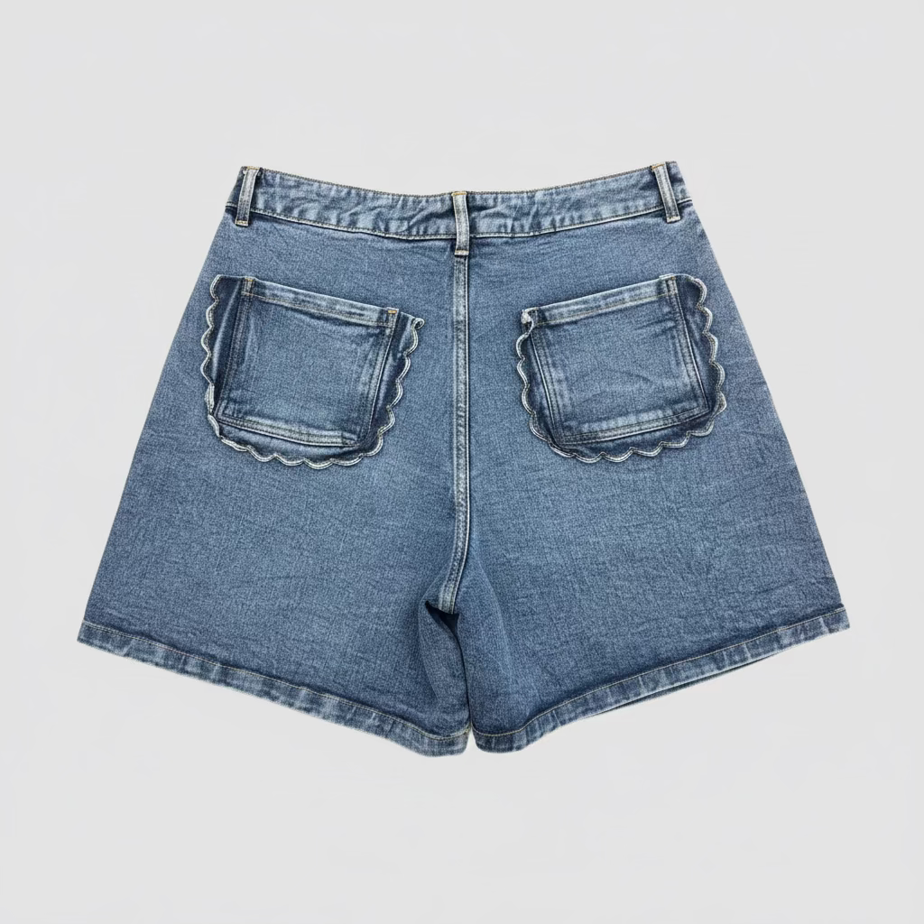 COMPANIA FANTASTICA  Denim Short with Wave Detail