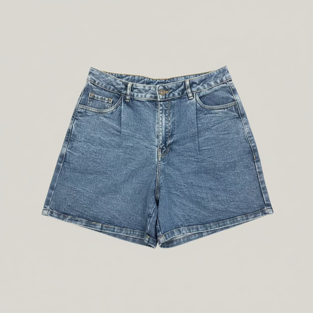 COMPANIA FANTASTICA  Denim Short with Wave Detail