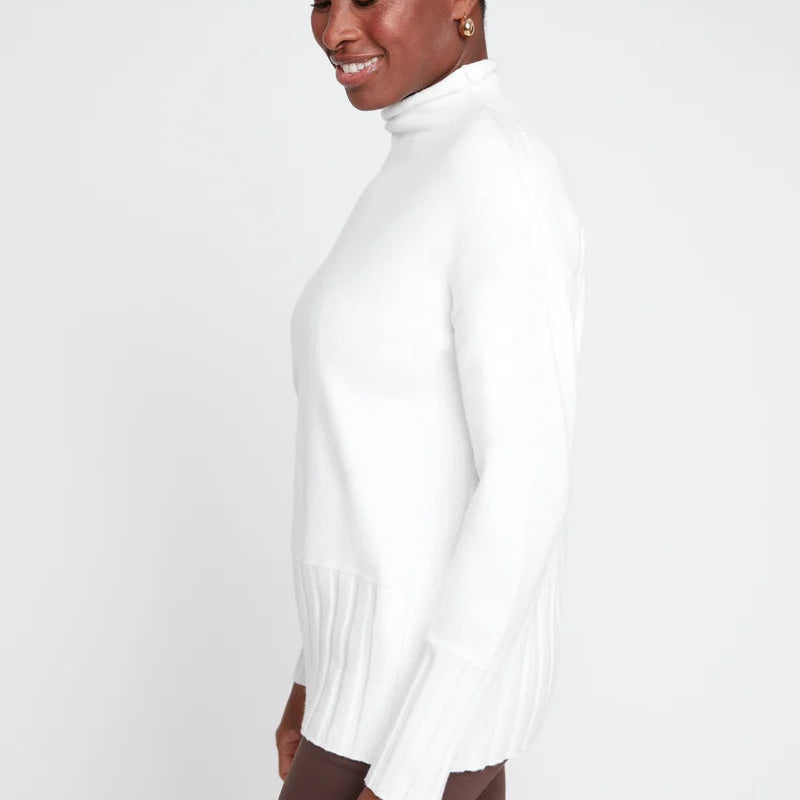 RENUAR Comfy Funnel Neck Sweater with Rib Detail Creme