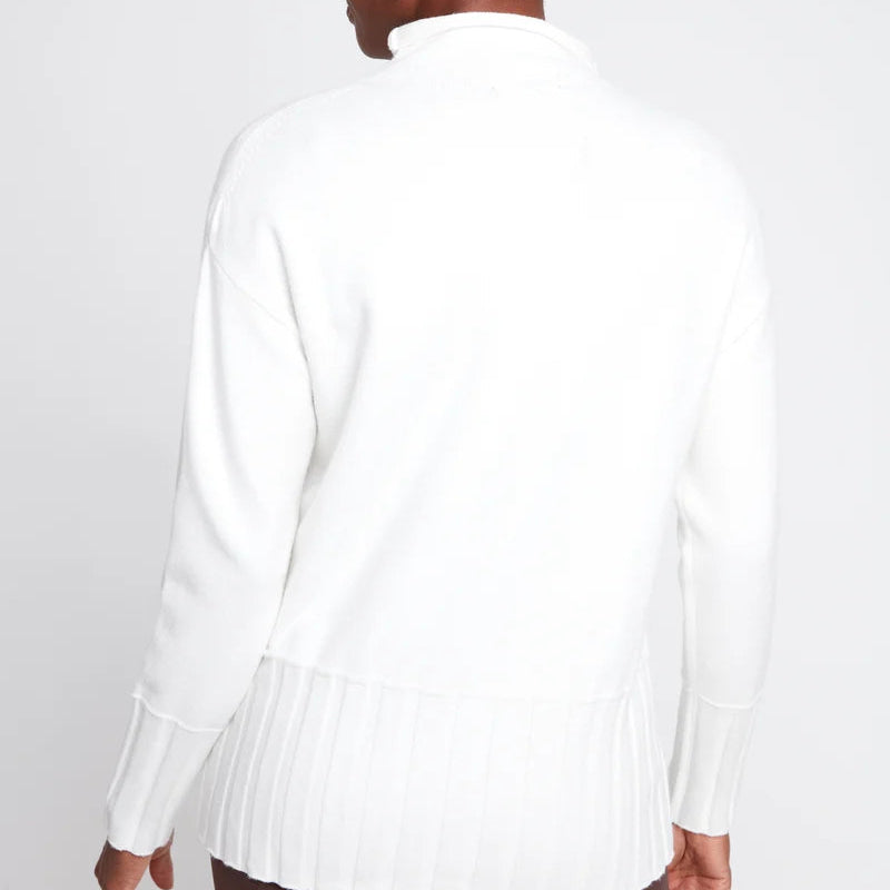 RENUAR Comfy Funnel Neck Sweater with Rib Detail Creme