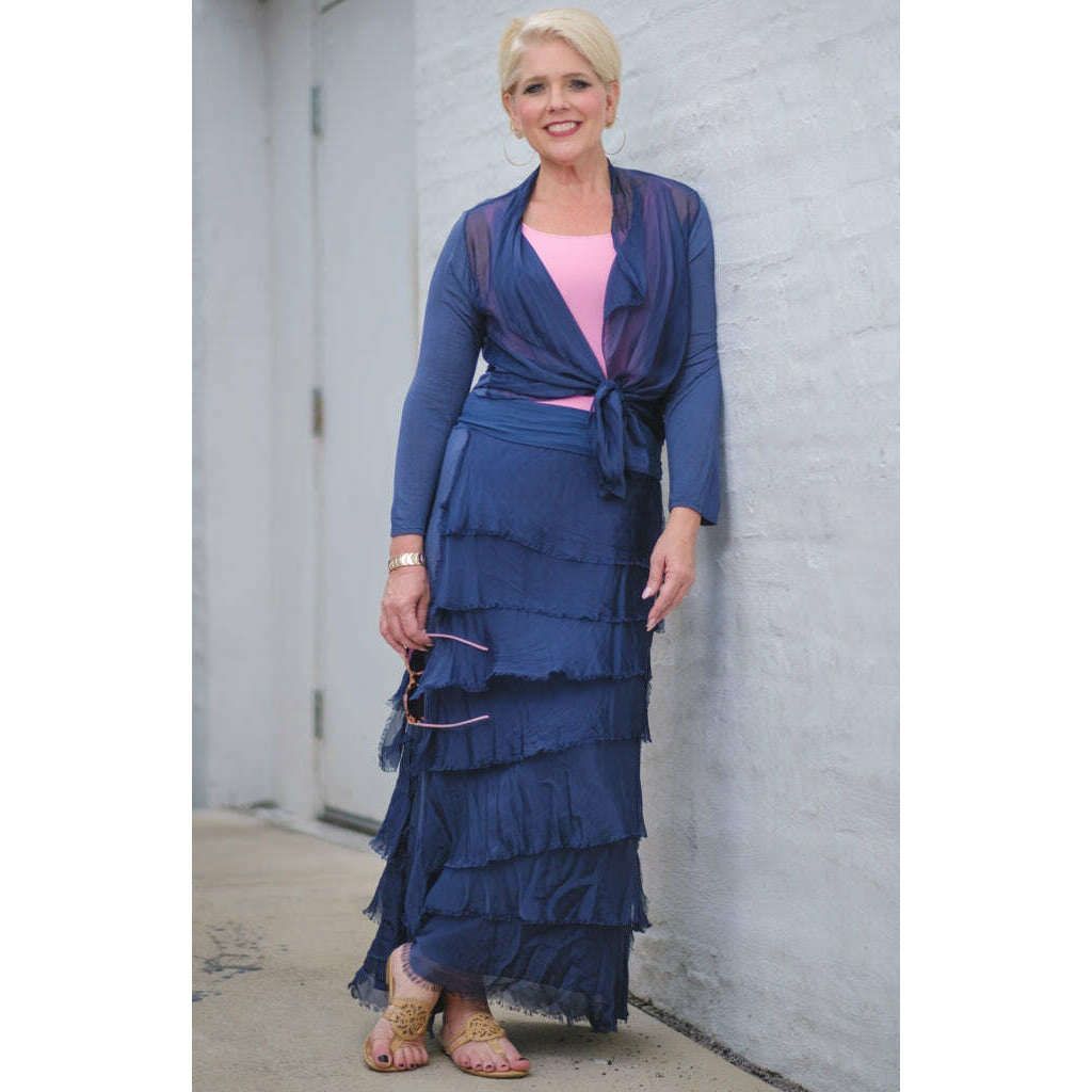 TEES BY TINA:  ELISA SILK RUFFLE SKIRT