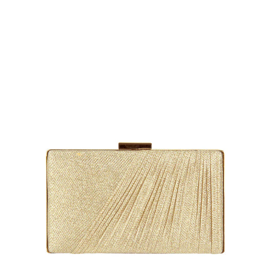 SONDRA ROBERTS - Pleated Box Clutch - Gold