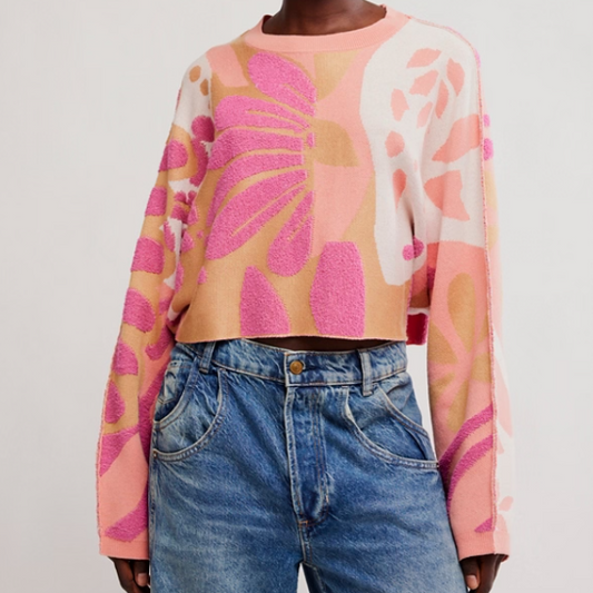 FREE PEOPLE Mia Pullover Coral Kiss