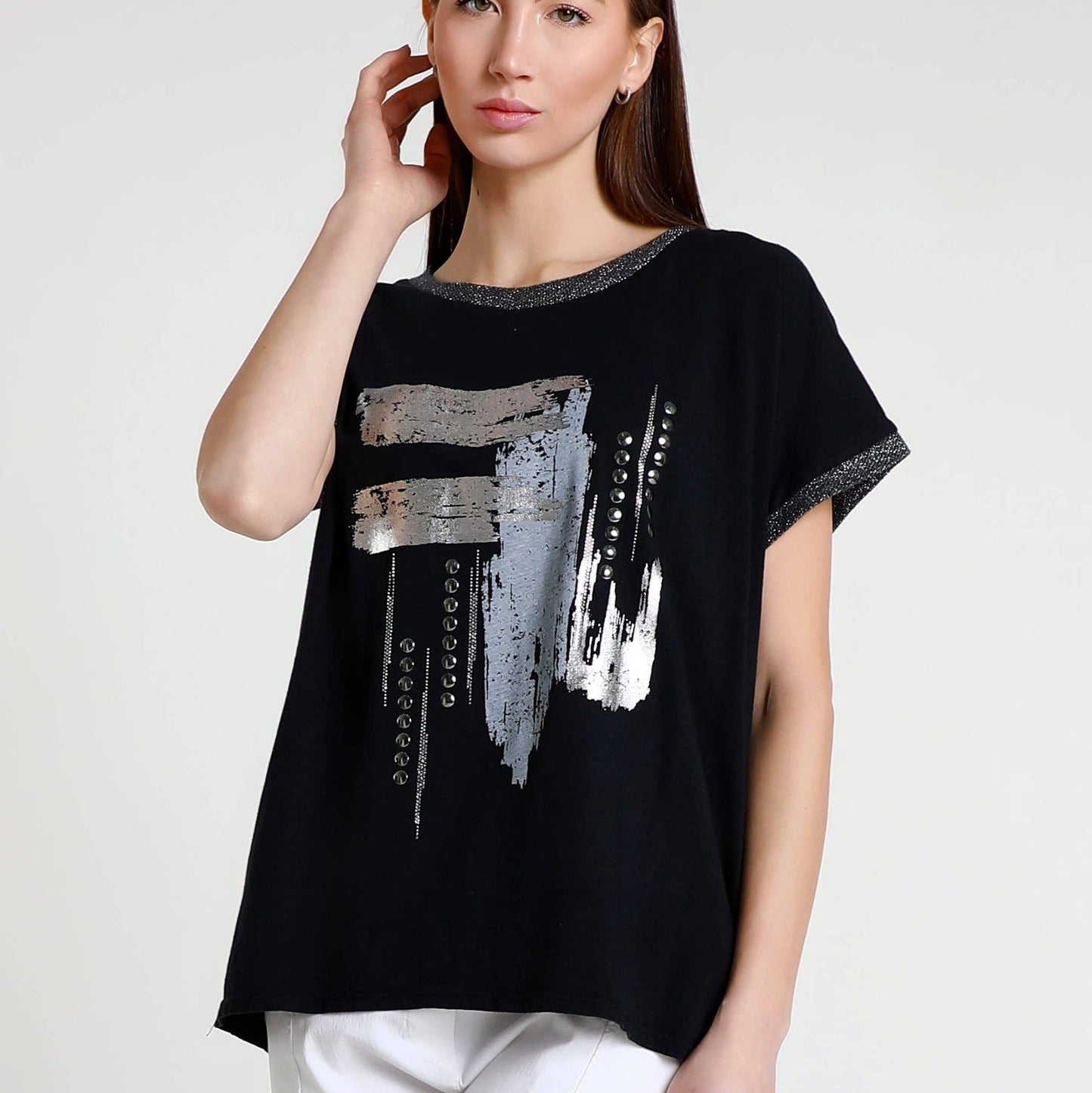 TINA STEPHENS ITALY Vanya Short Sleeve T-Shirt Black