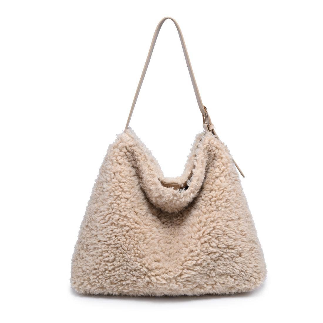 [Moda Luxe - Neve Sherpa Tote: Cream], [Handbags], [Moda Luxe], [Plum Bottom].