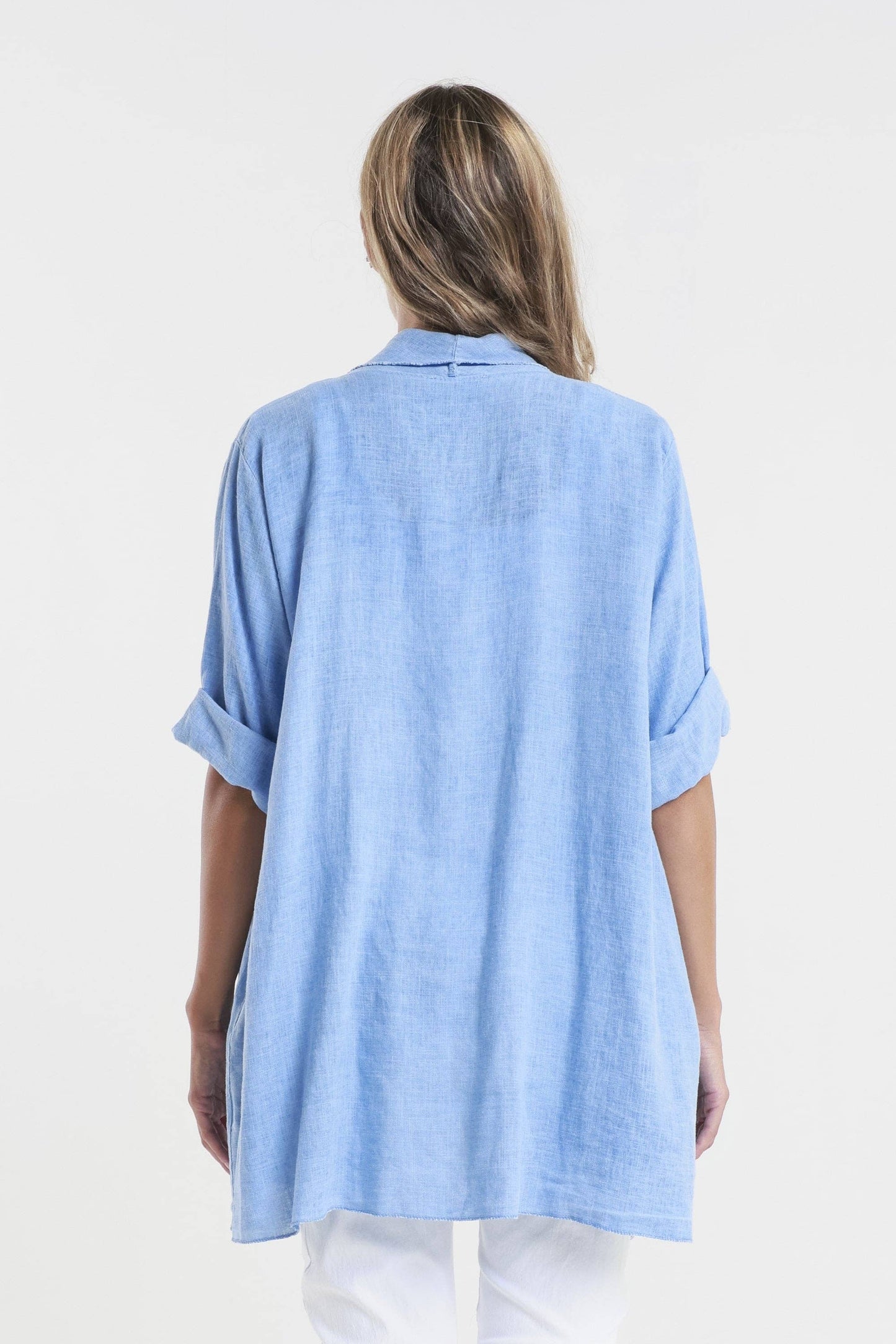 TINA Stephens Italy/Tees By Tina - Olivette Gauzy Linen Blend Open Cardigan (CQ102): 250 Beige / One Size