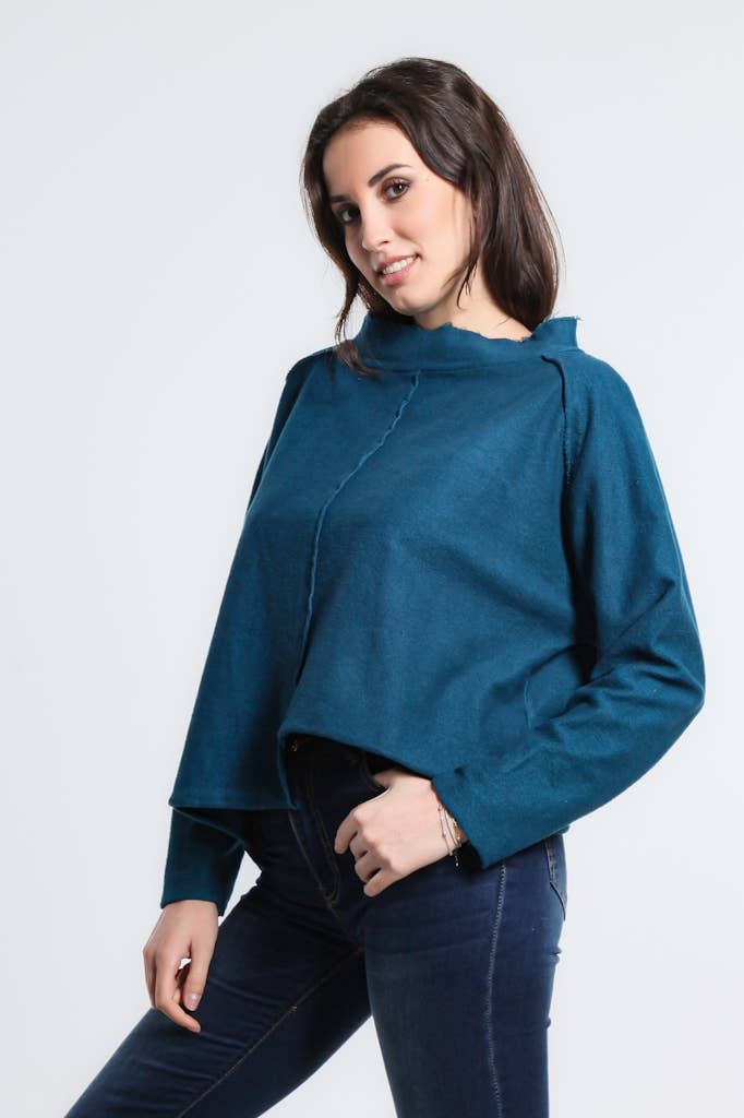 [TINA Stephens Italy/Tees By Tina - Whitney French Terry Seam Top (BLS144): 323 Teal], [Tops], [TINA Stephens Italy/Tees By Tina], [Plum Bottom].