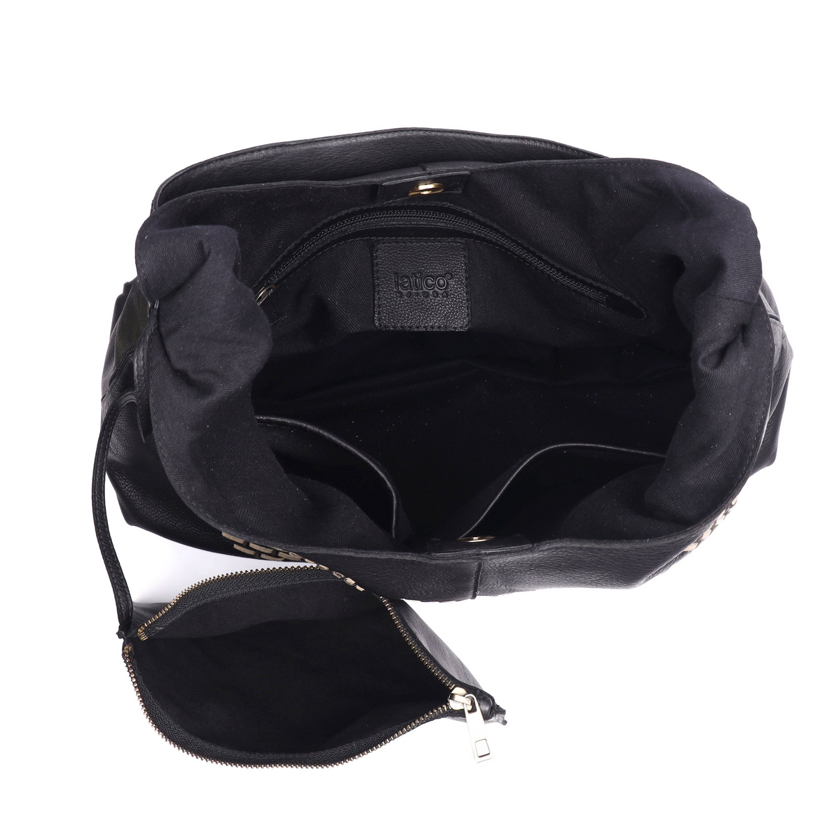 [Latico Leathers - Raven Dip-Dyed Leather Shoulder Bag: Black], [Handbags], [Latico Leathers], [Plum Bottom].