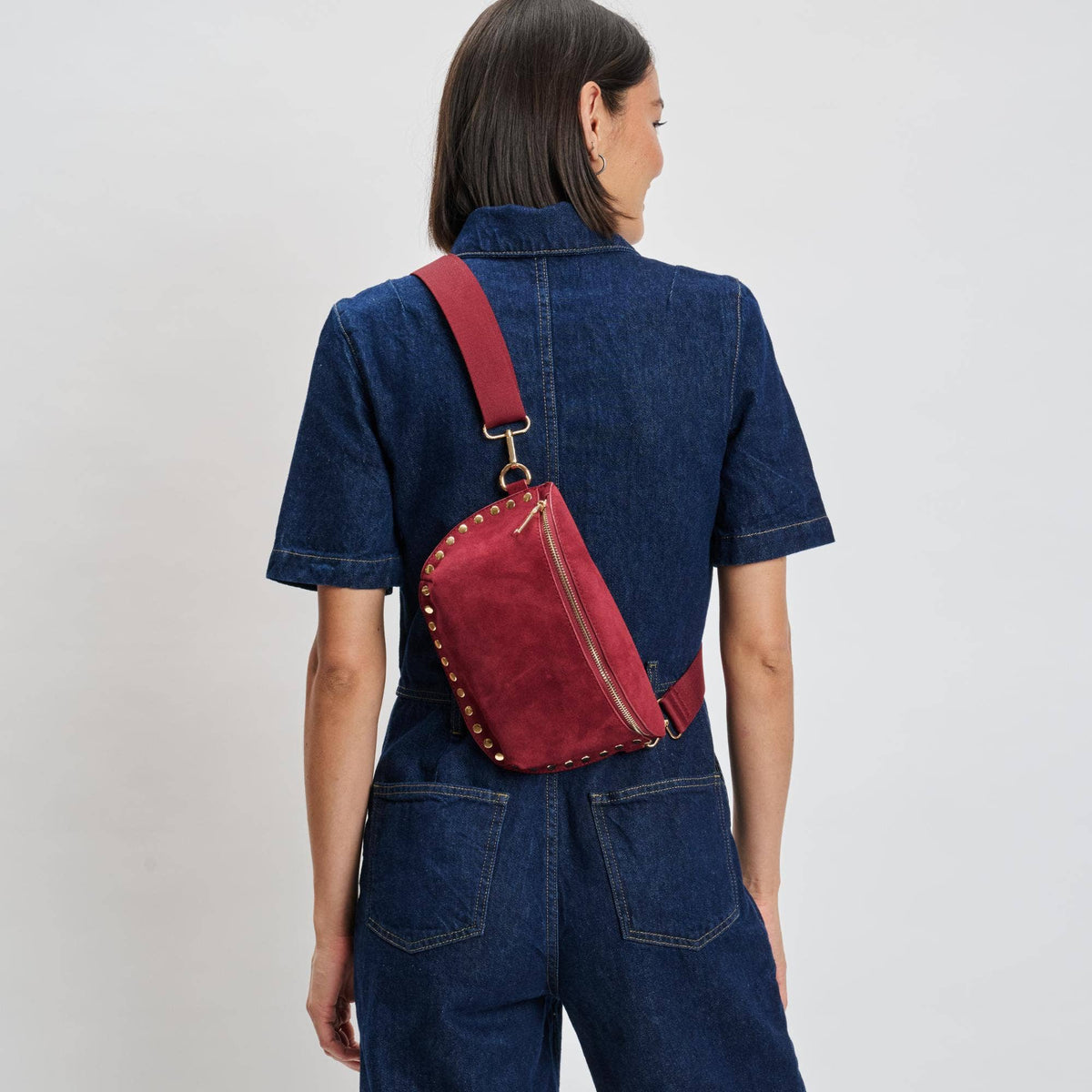 [Moda Luxe - Gizelle-Suede Belt Bag: Custard], [Handbag], [Moda Luxe], [Plum Bottom].