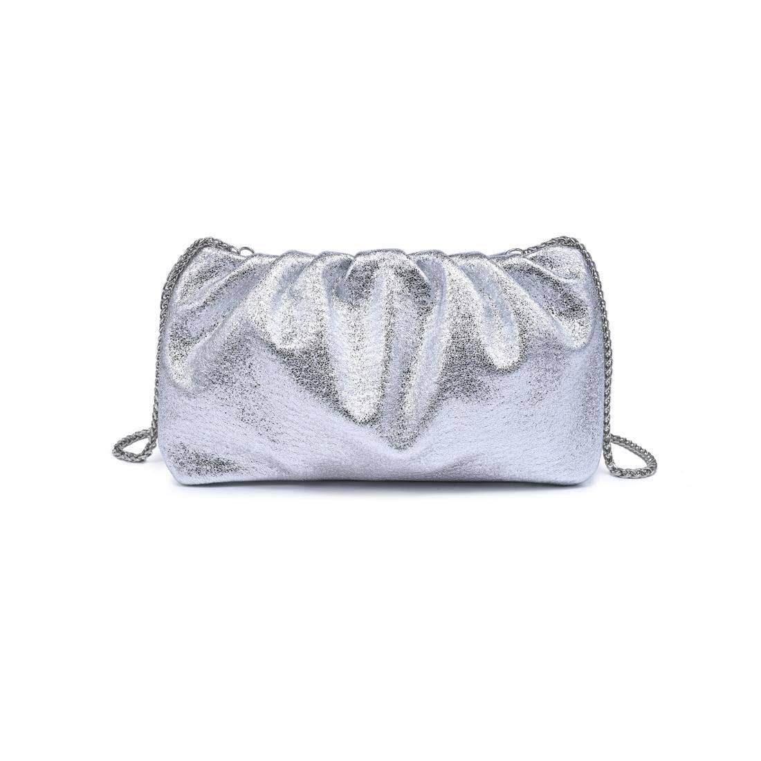 [Moda Luxe - Fancy Clutch: Silver], [Handbags], [Moda Luxe], [Plum Bottom].
