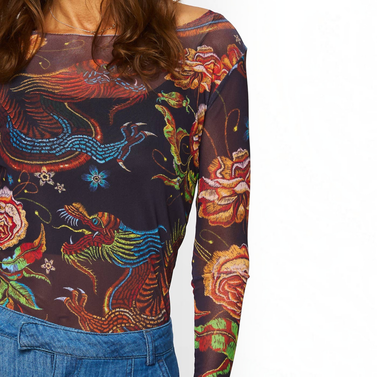 [AMB Designs - Dragon Rose - NudiTee Sheer Top], [Tops], [AMB Designs], [Plum Bottom].