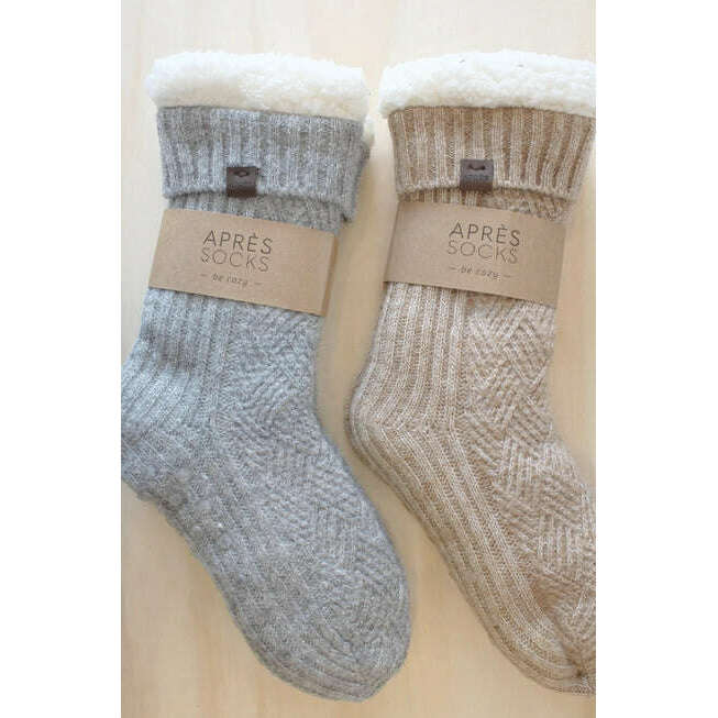 Apres - Bergen Fleece Lined Socks in Camel or Heather Grey, ACCESSORIES, Apres, Plum Bottom