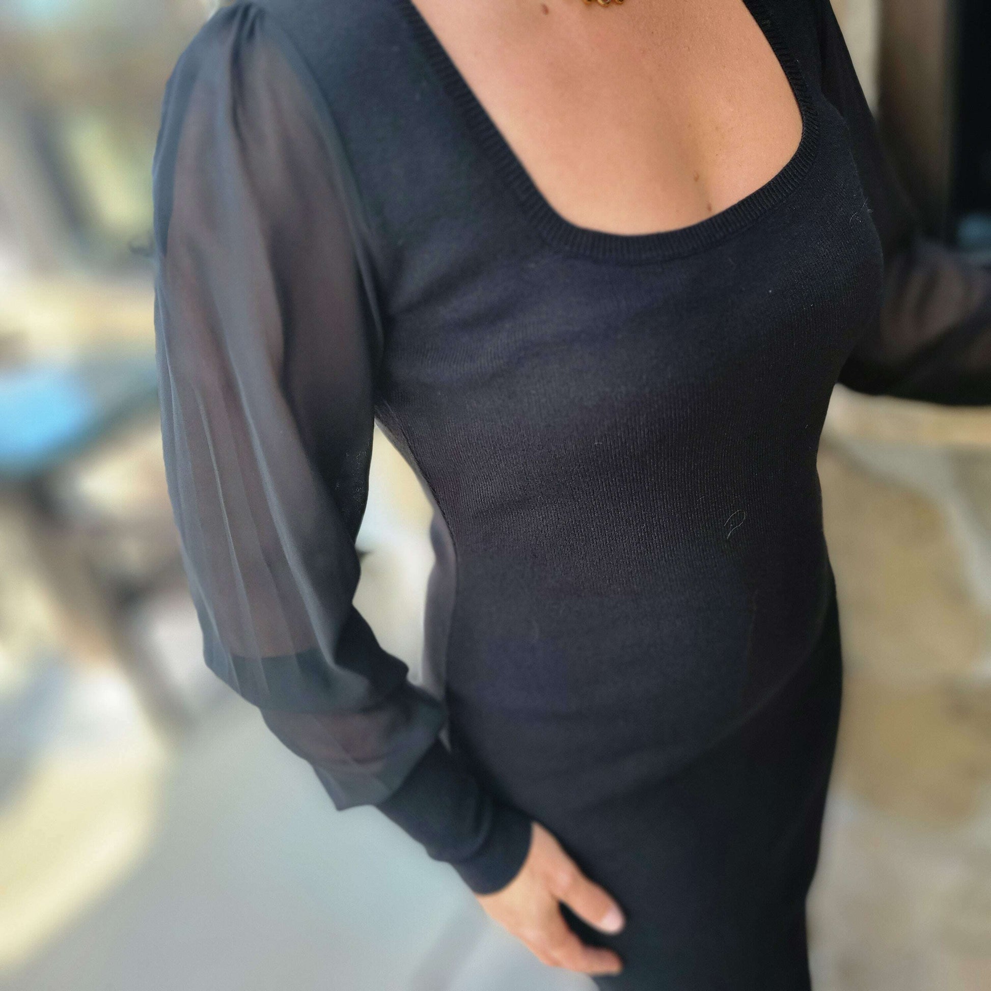 Apricot - Bodycon Knitted Mini Dress - Black, CLOTHING, APRICOT, Plum Bottom