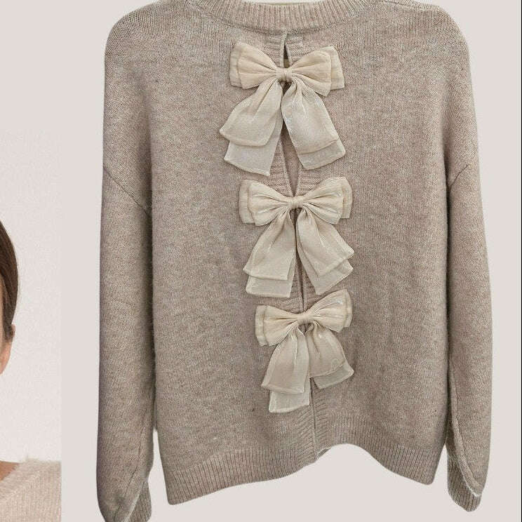 [APRICOT Organza Bow Back Sweater], [Sweaters], [APRICOT], [Plum Bottom].