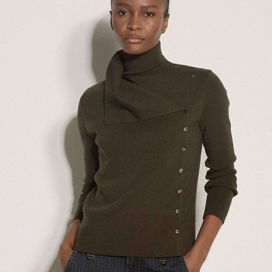 APRICOT Pleat Front Button Detail Sweater