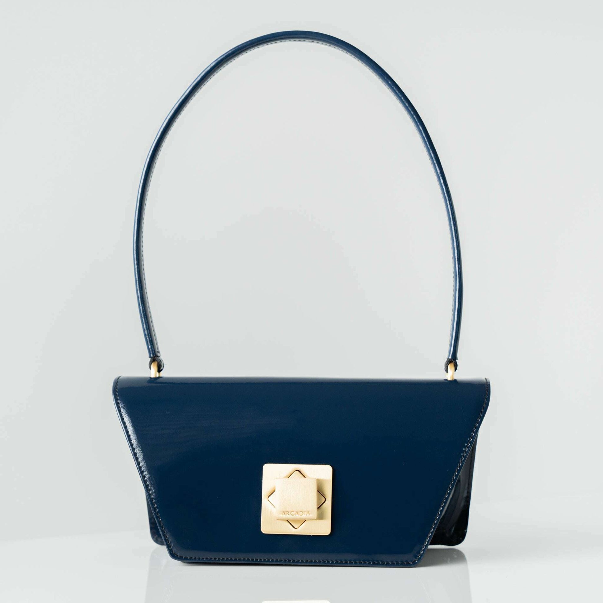 ARCADIA - 9019 NAVY PATENT, Handbags, ARCADIA, Plum Bottom