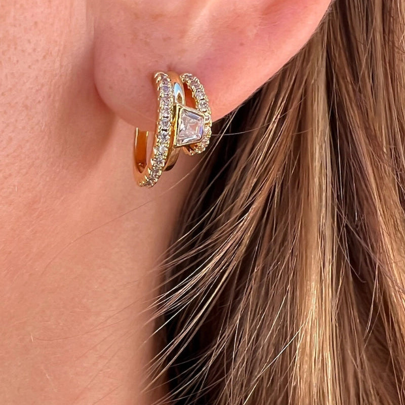 [NATIVE GEM Asymmetry Huggies], [JEWELRY], [Native Gem], [Plum Bottom].