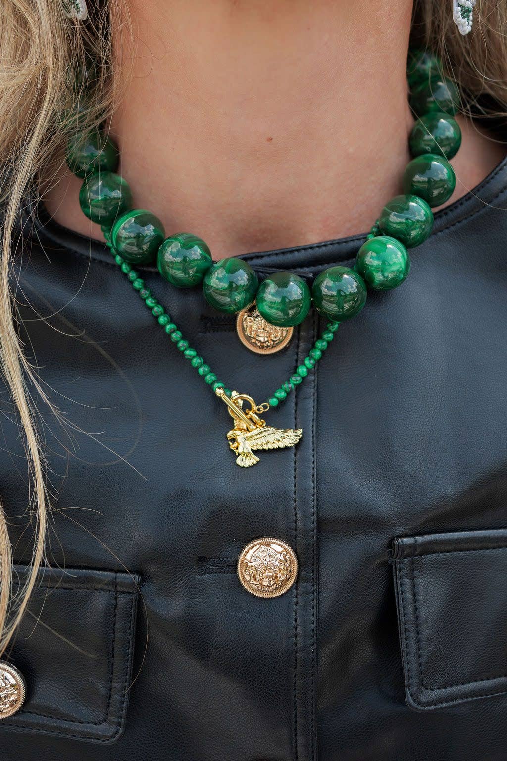 [Lisi Lerch - Ryan Beaded Acrylic Necklace - WS: Emerald / 16mm], [Necklaces], [Lisi Lerch], [Plum Bottom].