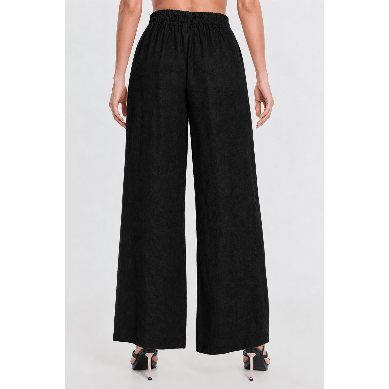 [TINA Stephens Italy/Tees By Tina - Graciela Flat Front Linen Palazzo Pant (PL909): 001 Black], [CLOTHING], [TINA Stephens Italy/Tees By Tina], [Plum Bottom].
