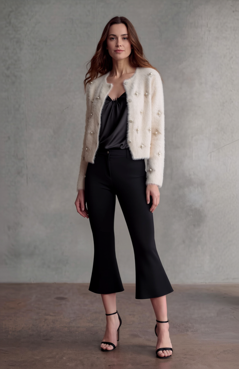 [Ellyndale - Fluffy Diamonds&Pearls Bolero - Oatmeal: Oatmeal / O/S], [Jacket], [Ellyndale], [Plum Bottom].