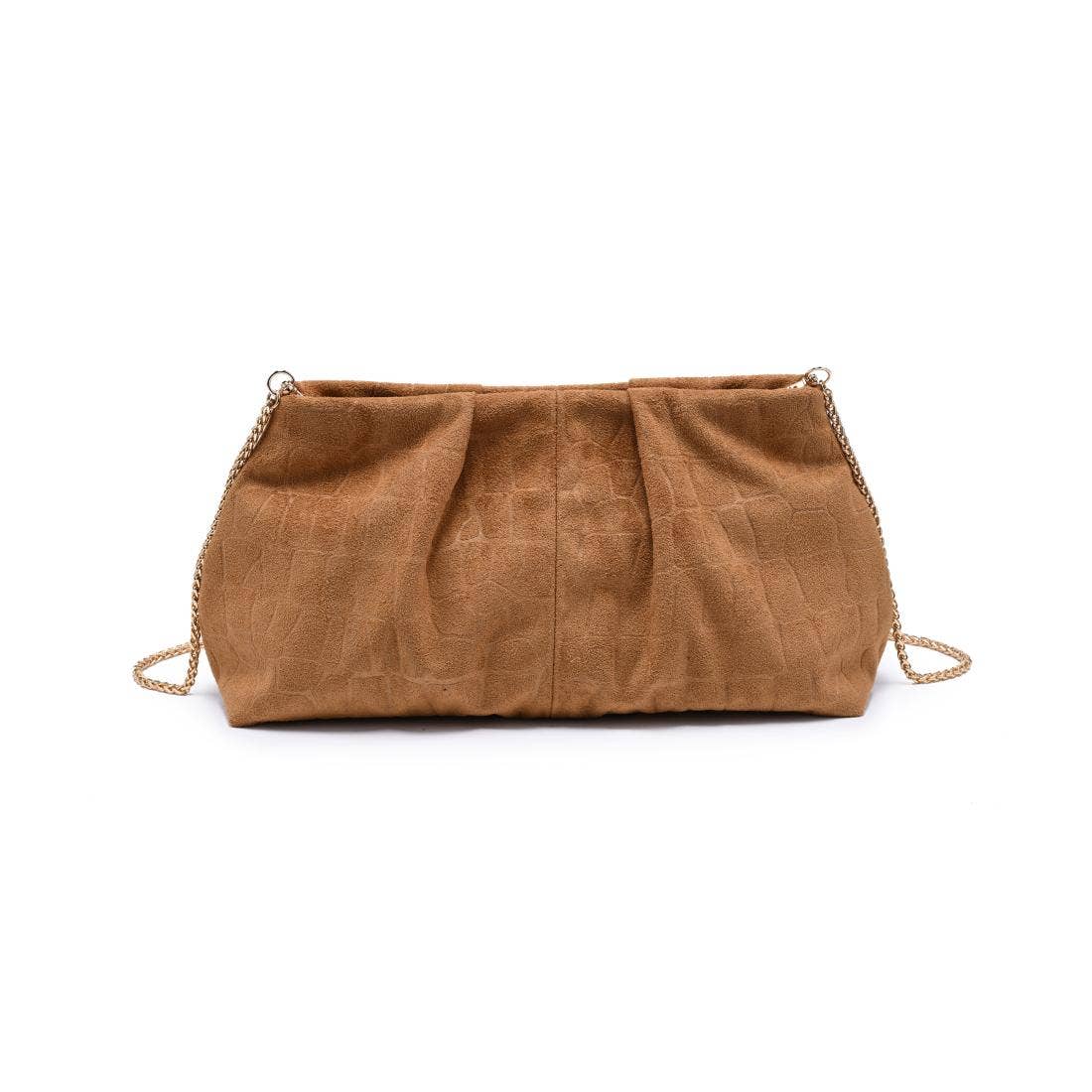 [Moda Luxe - Elva - Croc Embossed Faux Suede Clutch: Olive], [Handbags], [Moda Luxe], [Plum Bottom].