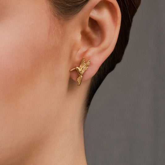 Mayana - Hummingbird Earrings - Gold