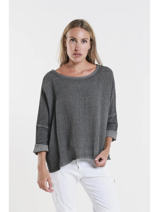 Tina Stephens- Raglan Top Grey