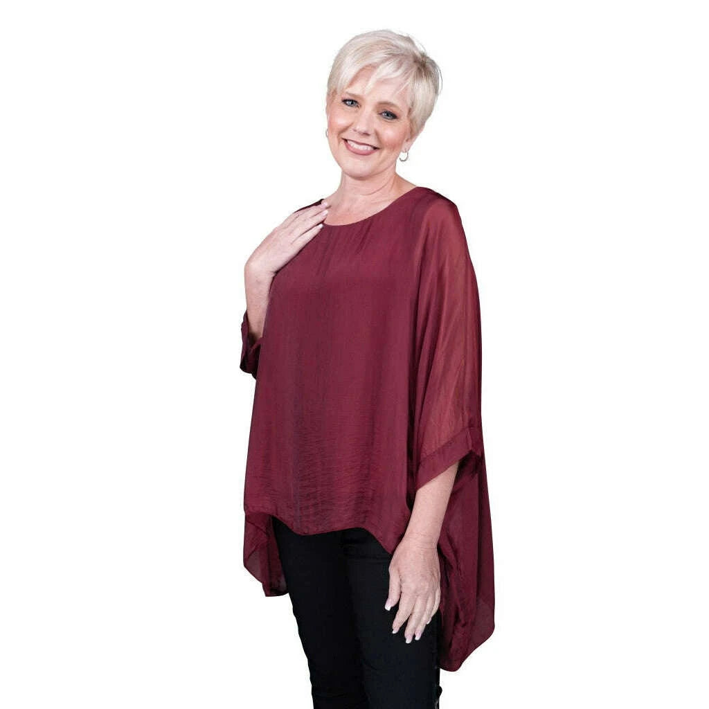 Tina Stephens- Sofia Silk Kaftan - Burgundy