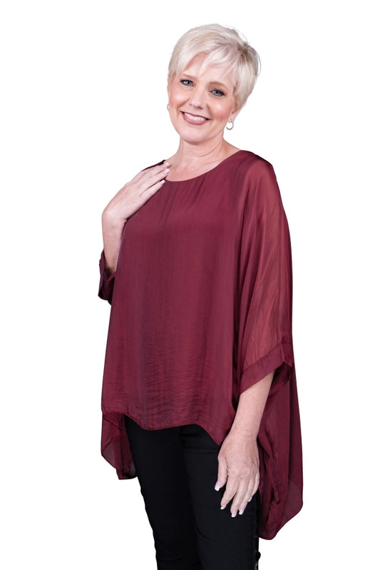 Tina Stephens- Sofia Silk Kaftan - Burgundy