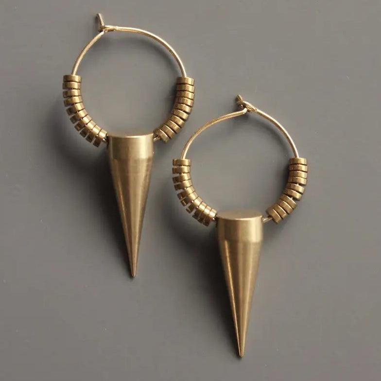 David Aubrey - BRASS HOOP SPIKE EARRINGS