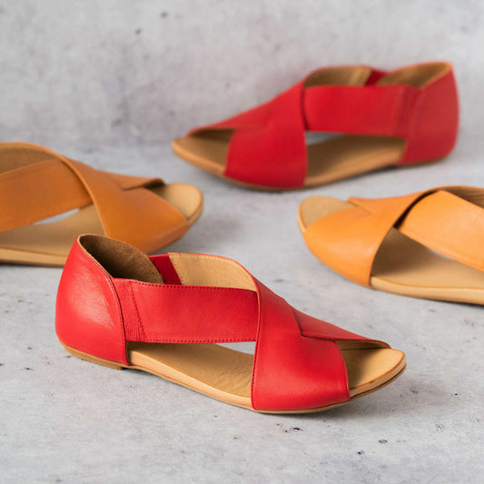 Bueno - Kori - Red or Tan, Sandals, Bueno, Plum Bottom